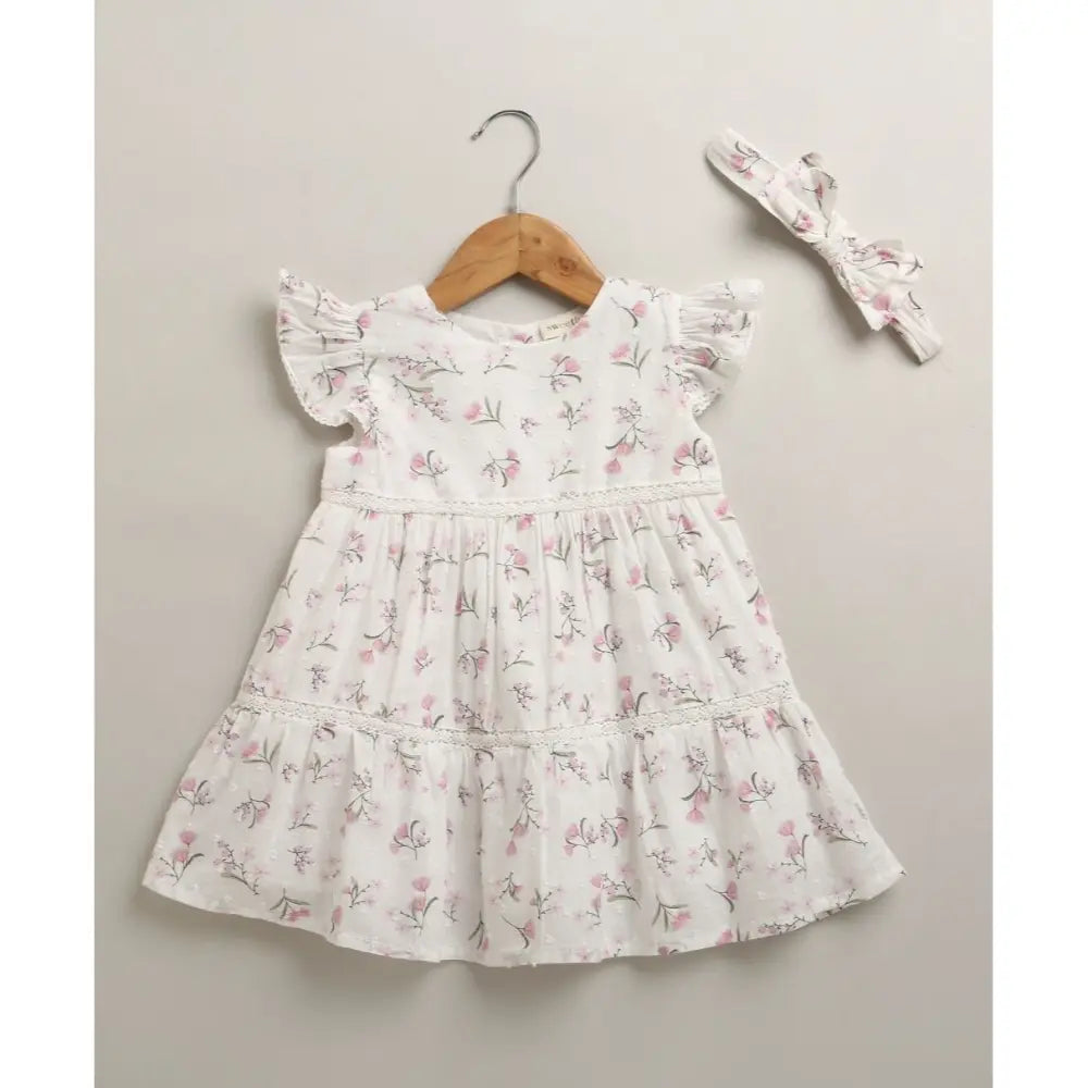 Sweetlime By As Organic Cotton Blossom Breeze Baby Dress With Hairband - White - 24-36M