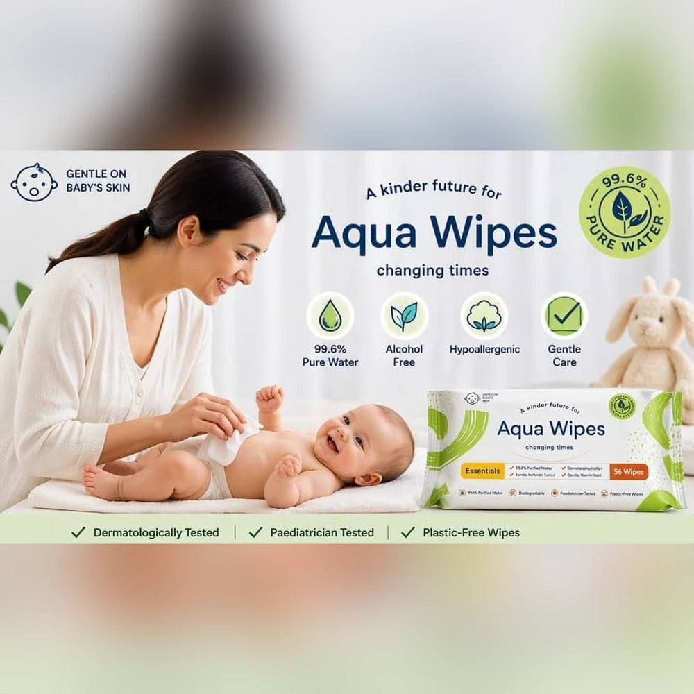 Aqua Wipes Essentials Baby Wipes – 56 Wipes Per Pack – Pack of 3, 6, 9 &amp; 12