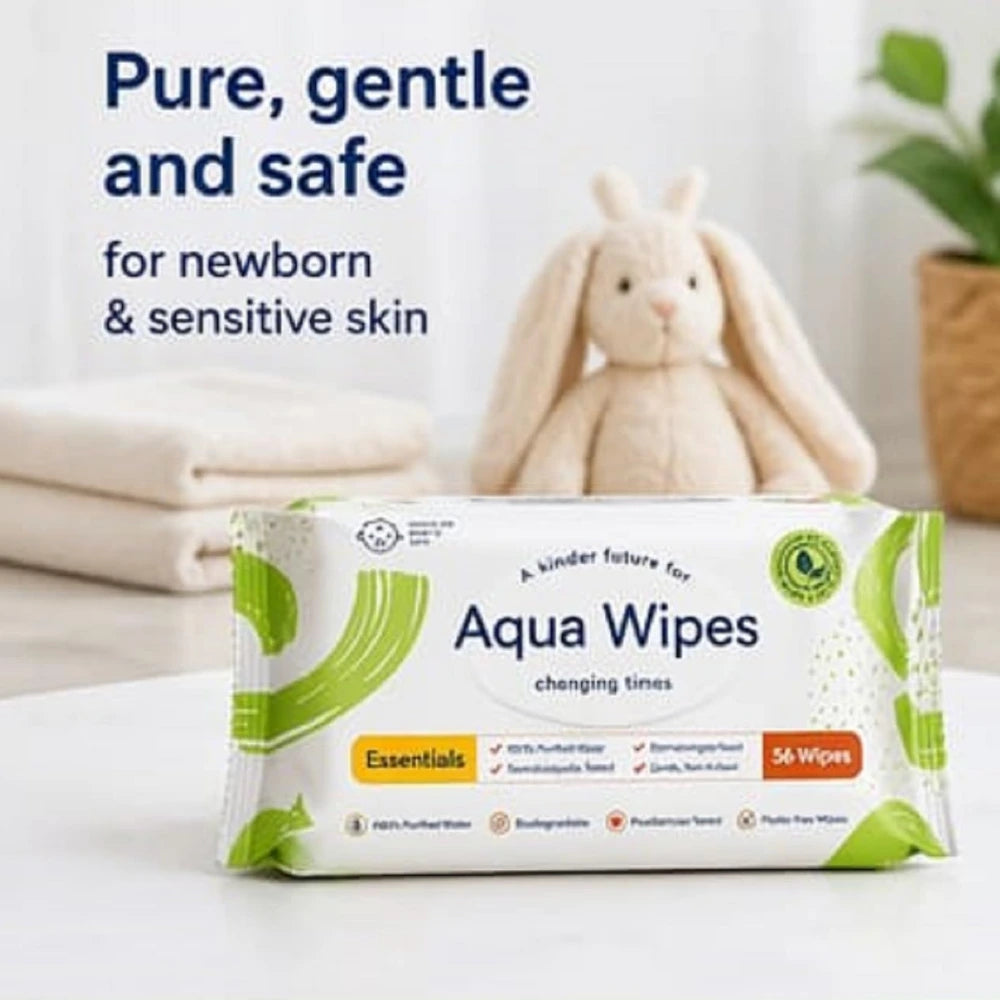 Aqua Wipes "ESSENTIALS" - 56 Wipes Per Pack