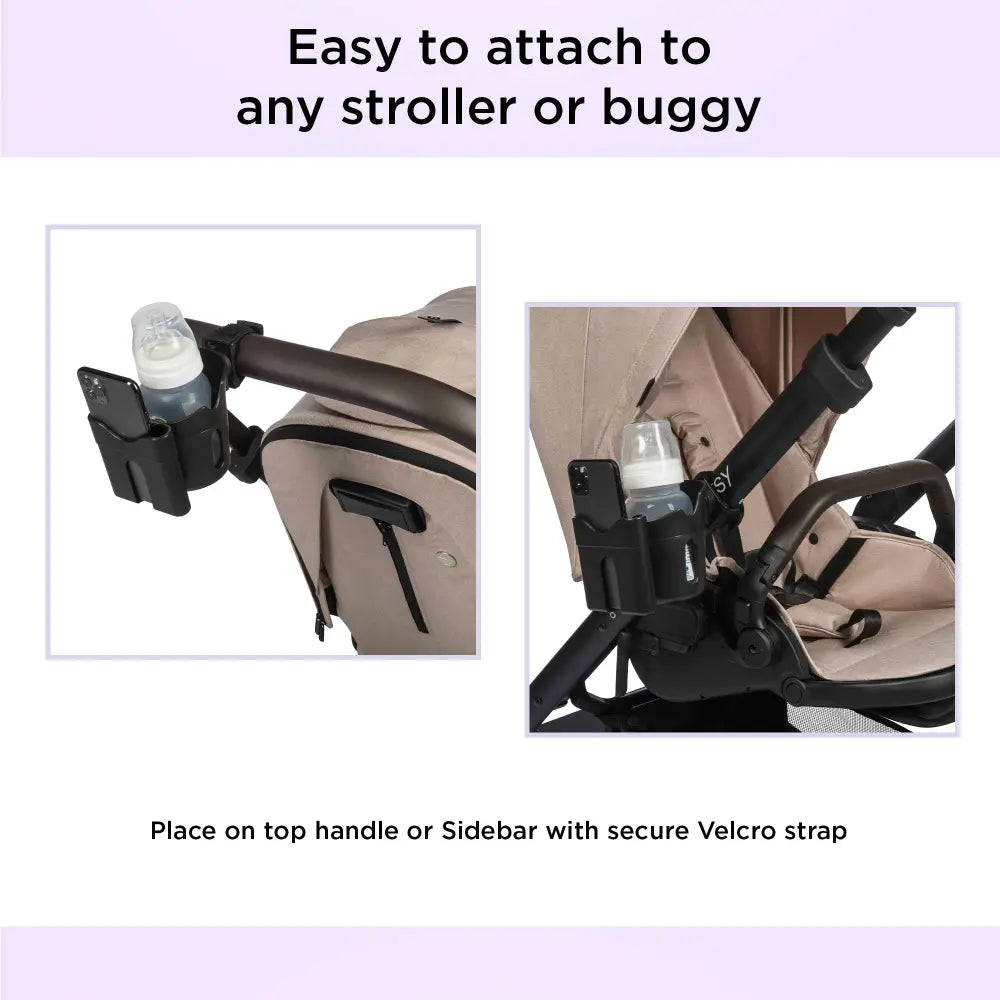 Dooky 2-in-1 Stroller Cup &amp; Phone Holder | Universal - Black