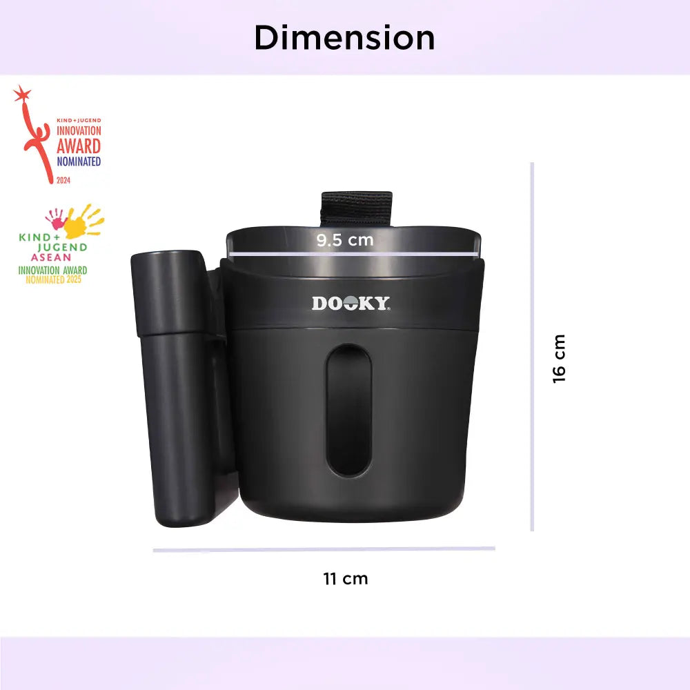 Dooky 2-in-1 Stroller Cup &amp; Phone Holder | Universal - Black