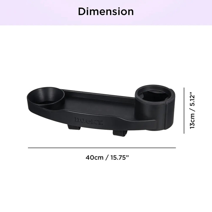 Dooky Stroller Snack Tray with Cup Holder &amp; Phone Holder, Universal Baby Stroller Activity Tray, Food &amp; Toy Organizer for Kids Travel - (Black)