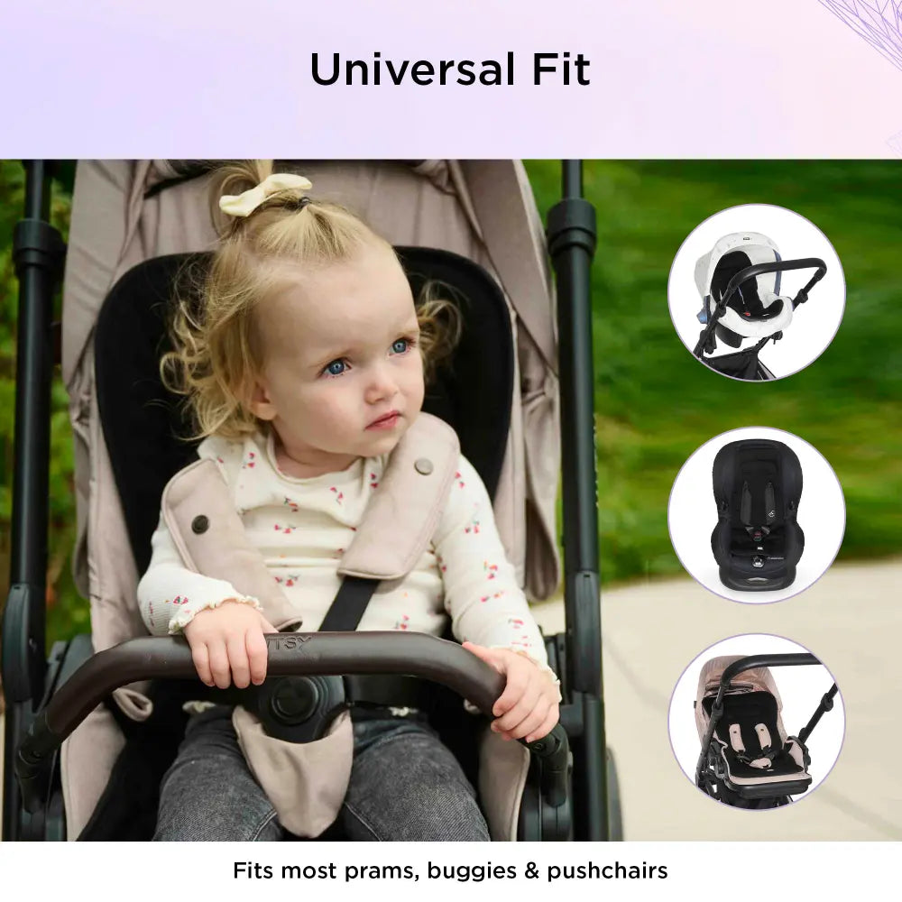 Dooky Universal Buggy Seat Liner for Baby Stroller &amp; Pram – Soft Breathable Cotton Padding, Reversible Cushion Insert, 5-Point Harness Compatible, Washable Pushchair Seat Pad for Infants &amp; Toddlers