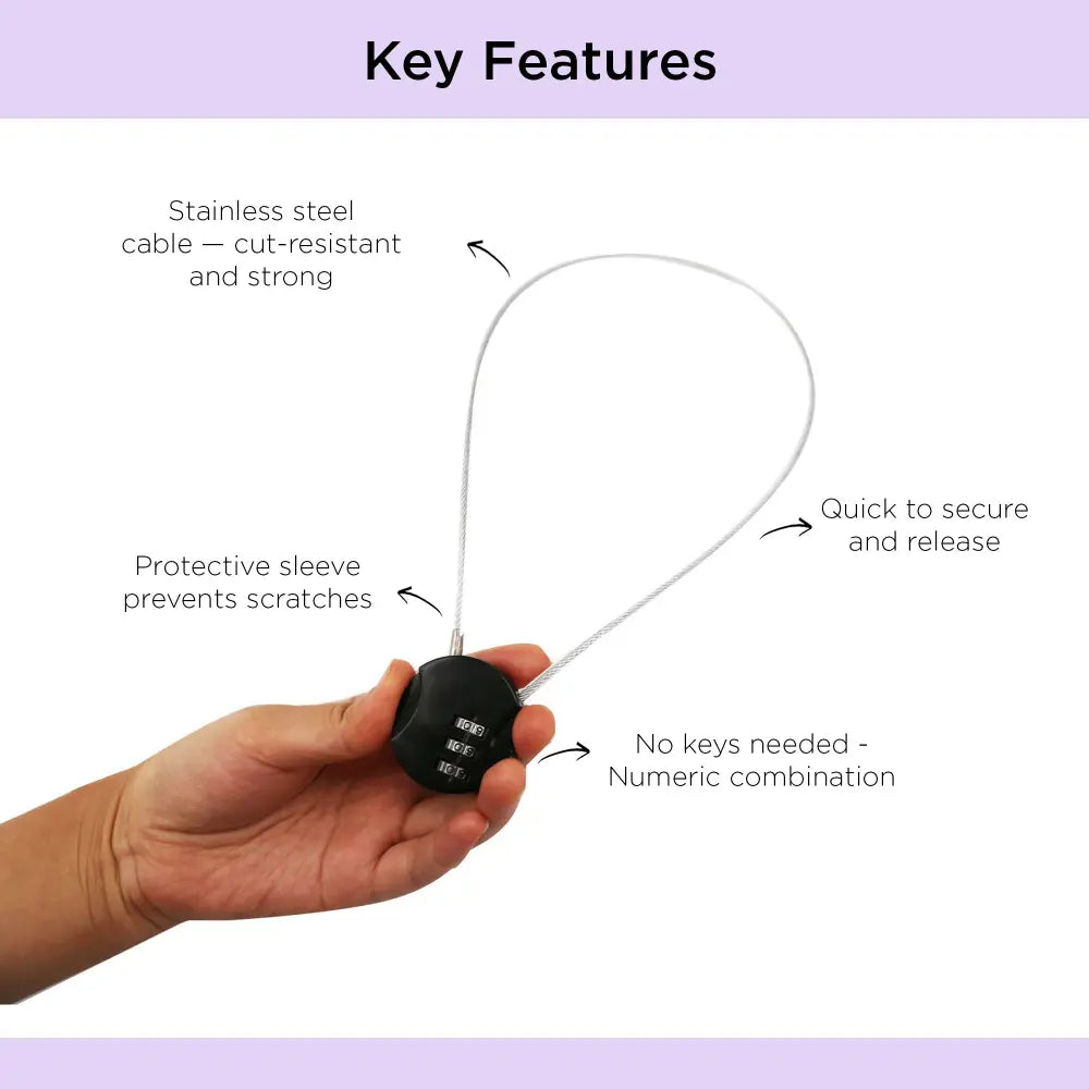Dooky Stroller Lock with Combination Cable – Compact &amp; Secure