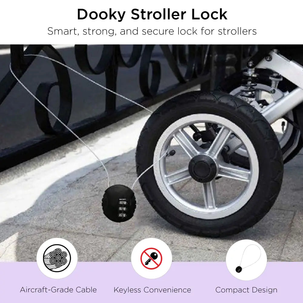 Dooky Stroller Lock with Combination Cable – Compact &amp; Secure