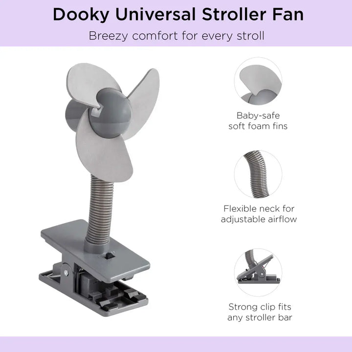 Dooky Universal Stroller Fan – Soft Foam - Clip On Design