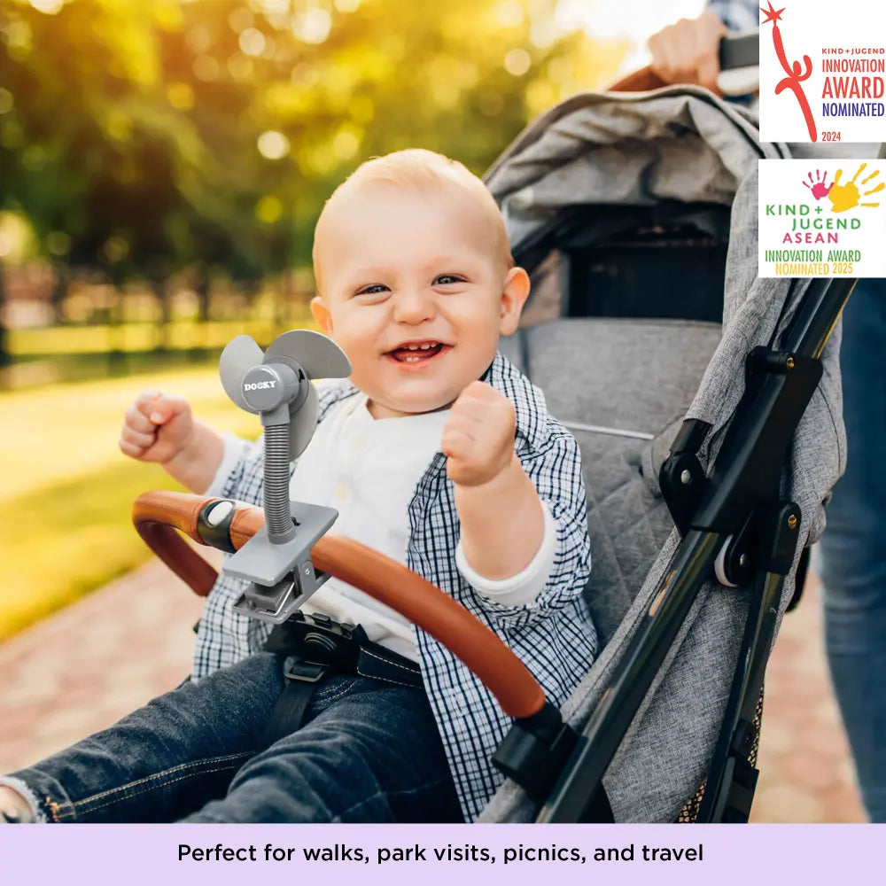 Dooky Universal Stroller Fan – Soft Foam - Clip On Design