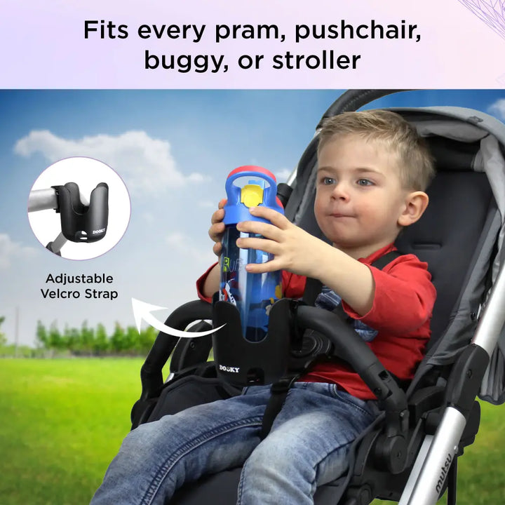 Dooky Universal Stroller Cup Holder – 360° Adjustable Anti-Slip Pram Bottle Holder, Unbreakable Drink &amp; Coffee Cup Stand for Baby Stroller &amp; Bicycle
