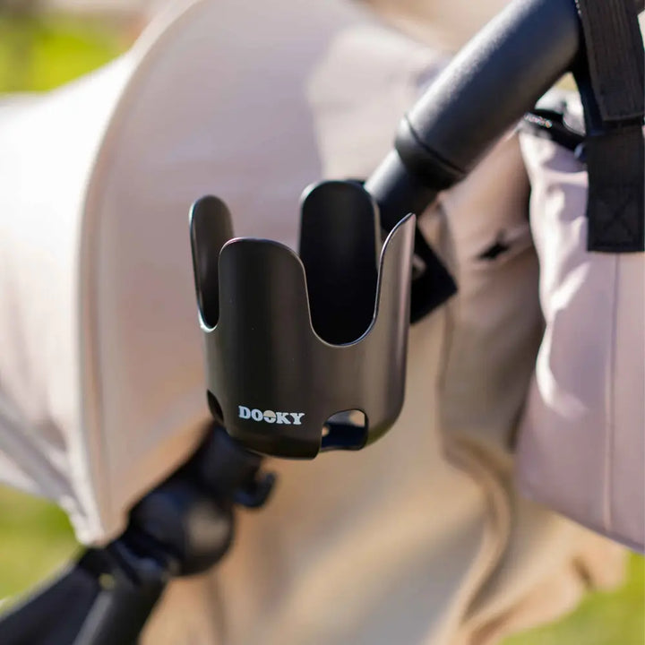 Dooky Universal Stroller Cup Holder – 360° Adjustable Anti-Slip Pram Bottle Holder, Unbreakable Drink &amp; Coffee Cup Stand for Baby Stroller &amp; Bicycle