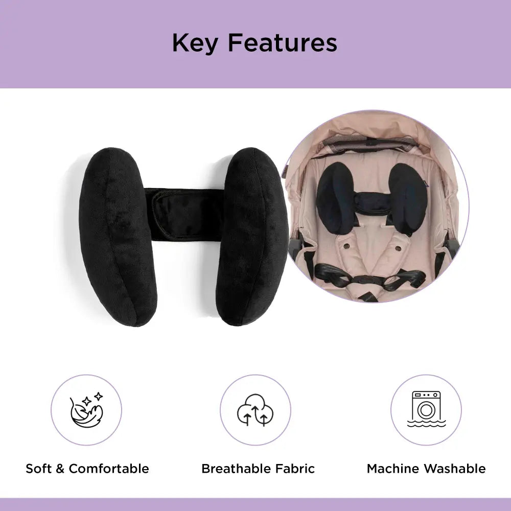 Dooky Buggy Pillow – Soft &amp; Breathable Baby Stroller Head &amp; Neck Support Cushion, Universal Pram &amp; Car Seat Headrest for Newborn &amp; Infant, Machine Washable Travel Support Pillow