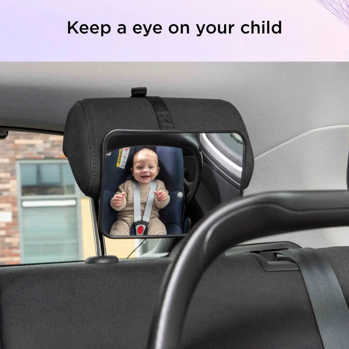 Dooky Small Baby Car Mirror for Rear Facing Seat – Compact Shatterproof Back Seat Baby Mirror, Adjustable Headrest Mount Mini Infant Car Seat Mirror, Clear Convex View Safety Baby Observation Car Mirror