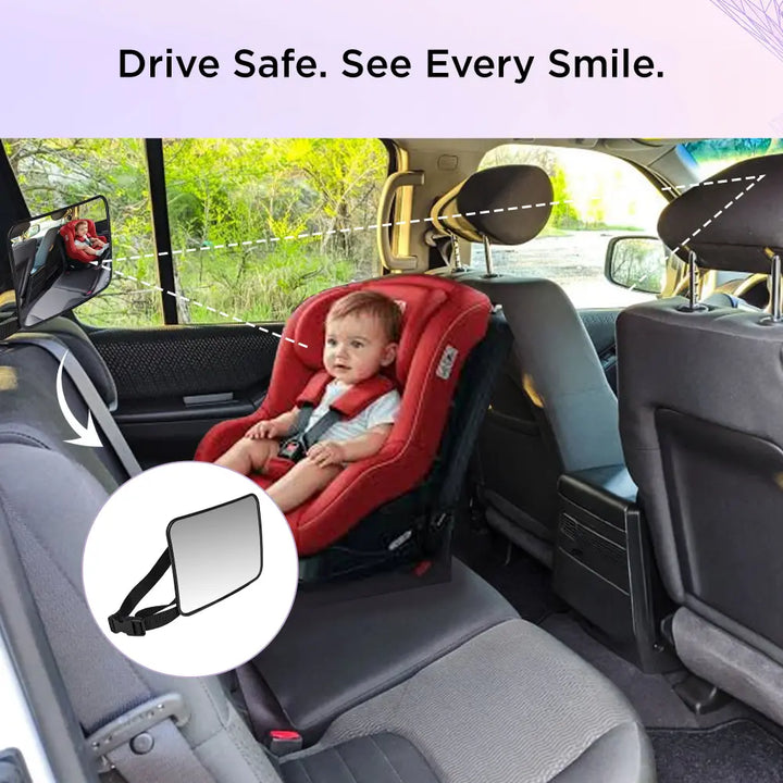 Dooky Small Baby Car Mirror for Rear Facing Seat – Compact Shatterproof Back Seat Baby Mirror, Adjustable Headrest Mount Mini Infant Car Seat Mirror, Clear Convex View Safety Baby Observation Car Mirror