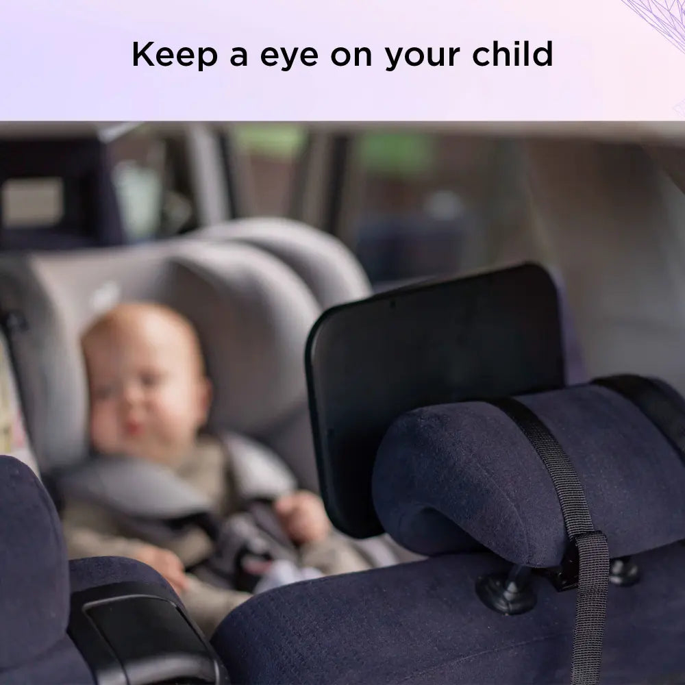 Dooky Baby Car Mirror for Rear Facing Seat – Shatterproof Wide View Back Seat Baby Mirror, 360° Adjustable Headrest Mount Infant Car Seat Safety Mirror, Crash Tested Clear Convex View Car Mirror for Baby