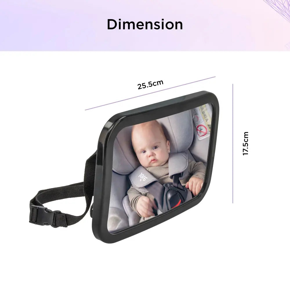 Dooky Baby Car Mirror for Rear Facing Seat – Shatterproof Wide View Back Seat Baby Mirror, 360° Adjustable Headrest Mount Infant Car Seat Safety Mirror, Crash Tested Clear Convex View Car Mirror for Baby