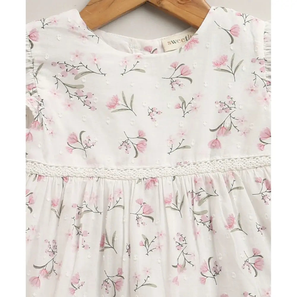 Sweetlime By As Organic Cotton Blossom Breeze Baby Dress With Hairband - White - 24-36M