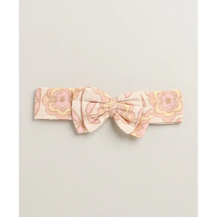 Sweetlime By As Groovy Bloom Smocked Cotton Romper &amp; Hairband Co-ord Set - Beige
