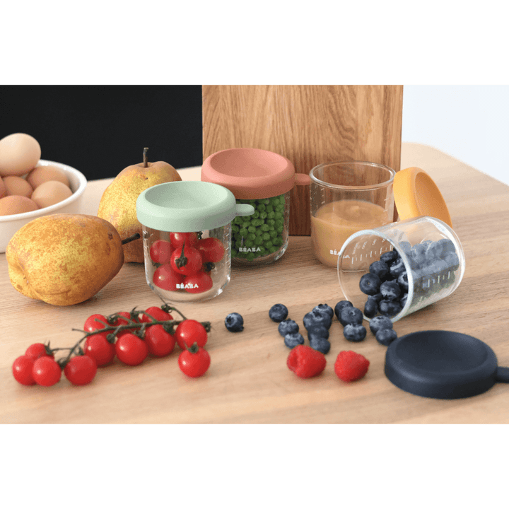 Beaba Glass Storage Jar, 250ml, Set of 4, Sunrise