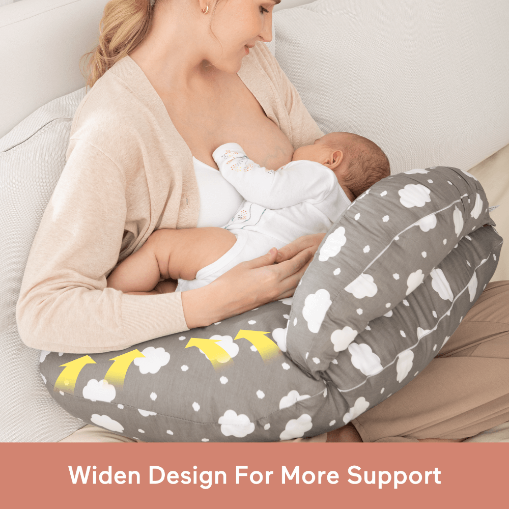 Momcozy Maternity Accessory Adjustable Nursing Pillow - Grey &amp; White