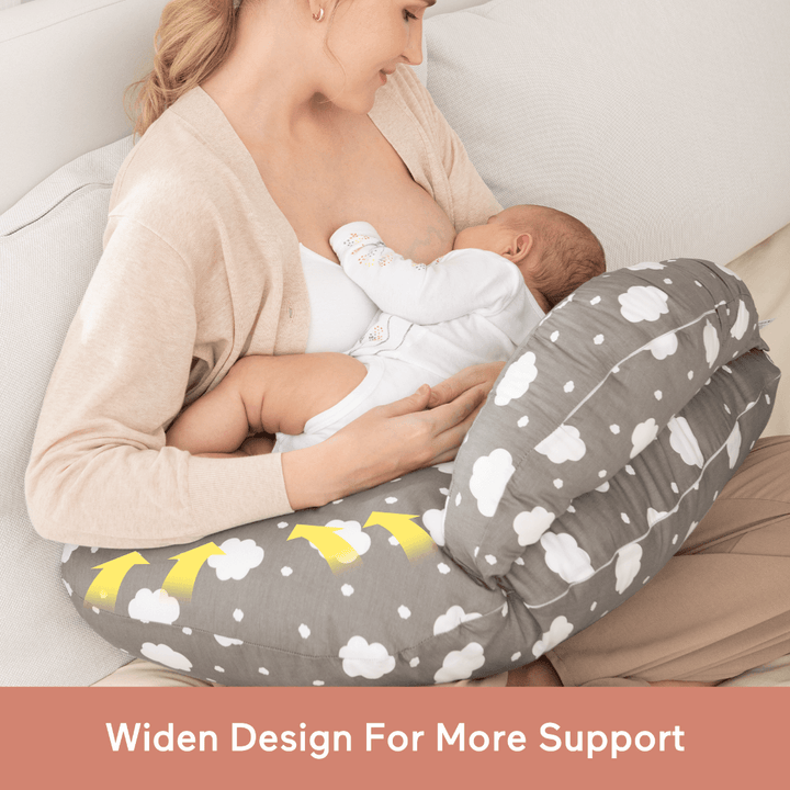 Momcozy Maternity Accessory Adjustable Nursing Pillow - Grey &amp; White