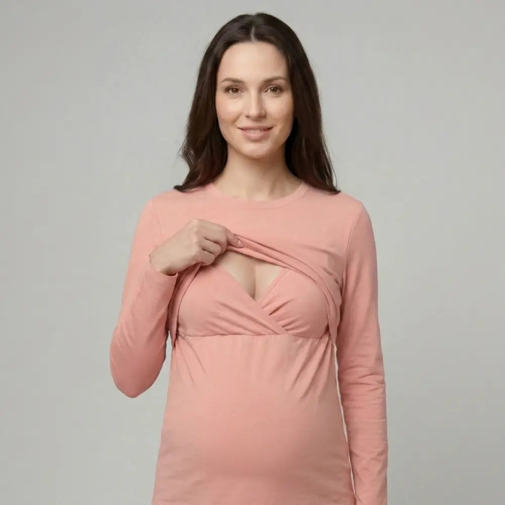 SOL MAMA Flap Access Nursing Top - Pink