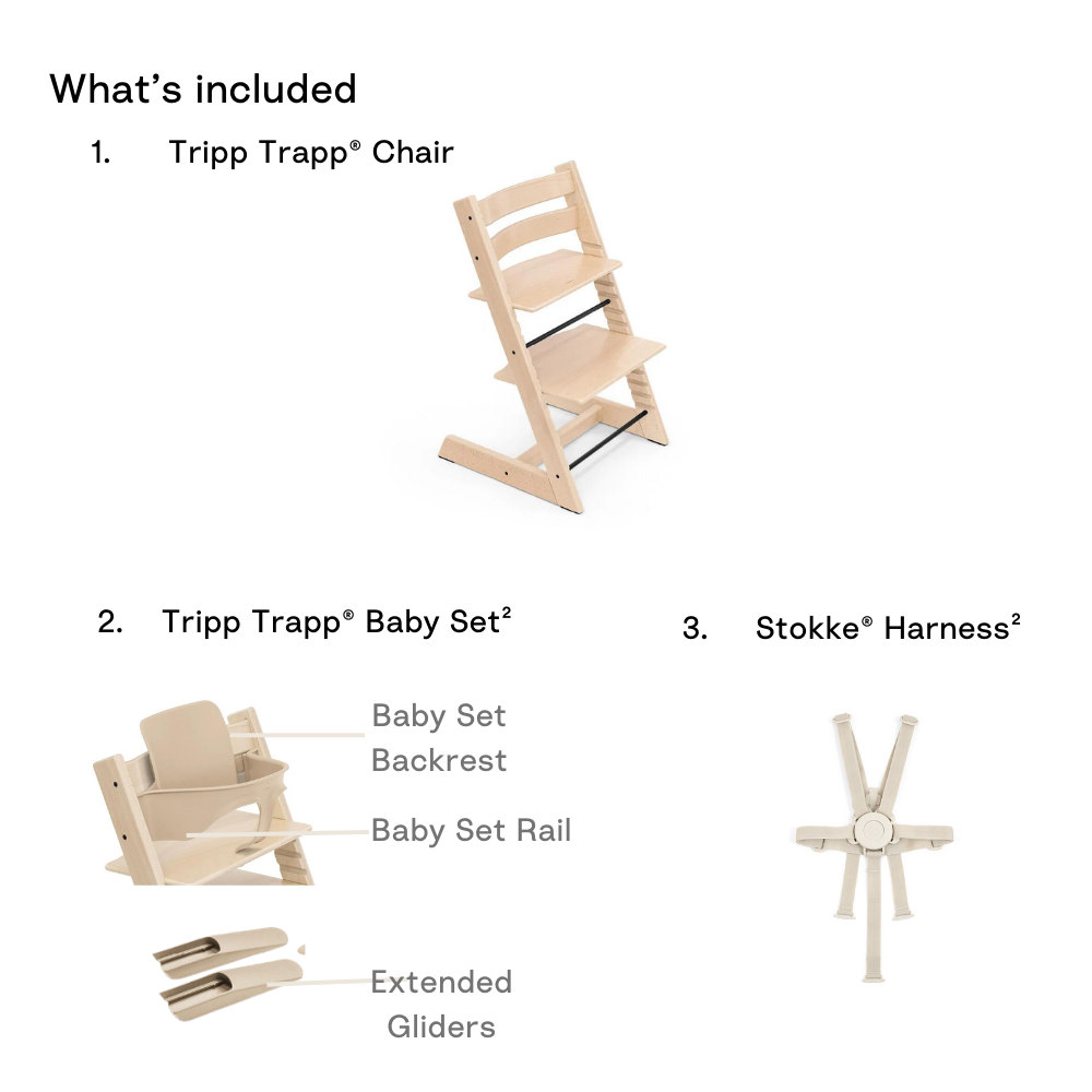 Stokke® Tripp Trapp High Chair Combo with Baby Set and Harness