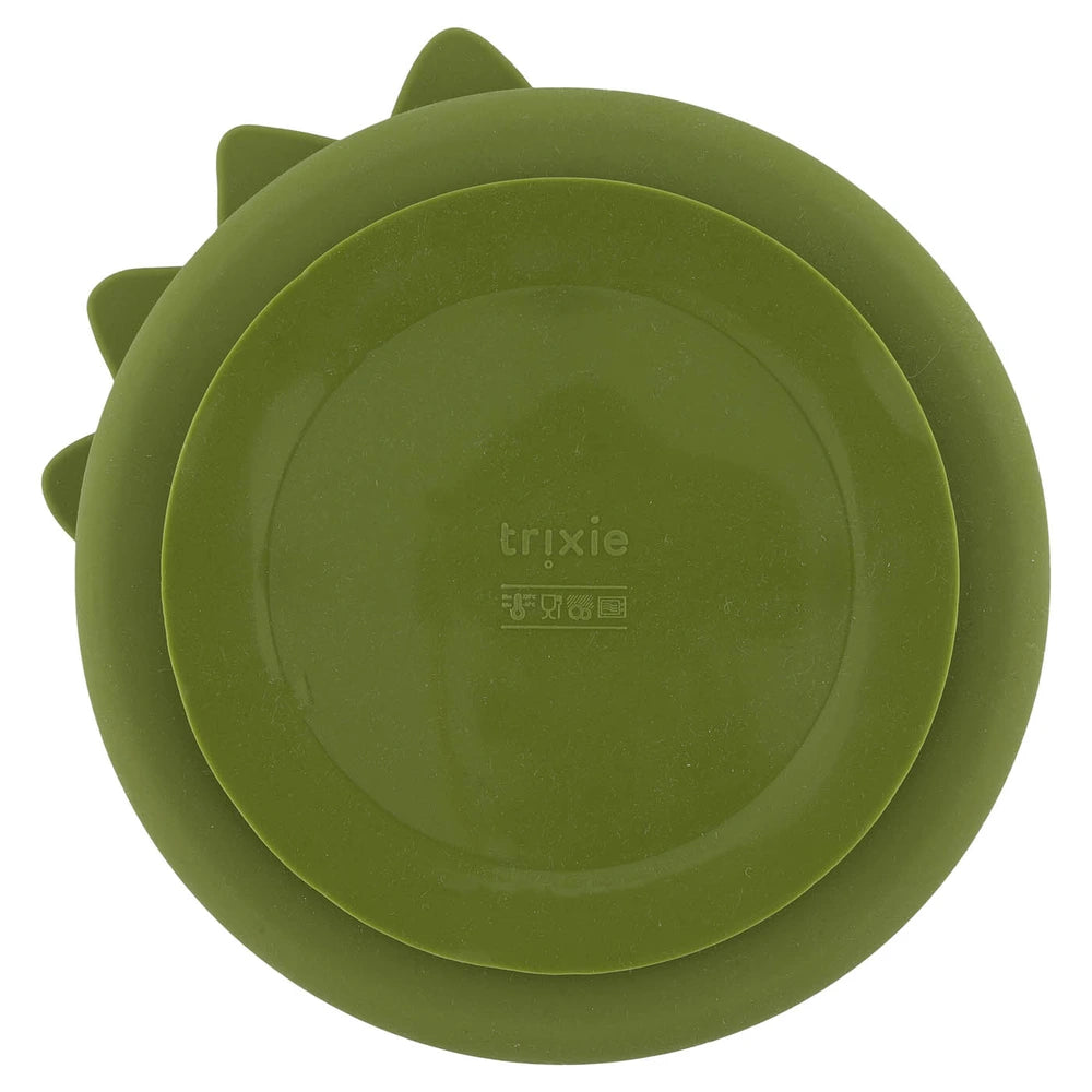Trixie Silicone Divided Suction Plate | 100% Food-Grade Silicone Plate with Stick &amp; Stay Base, Compartments &amp; Easy-Clean Design | 4 Months Onwards | Mr. Dino