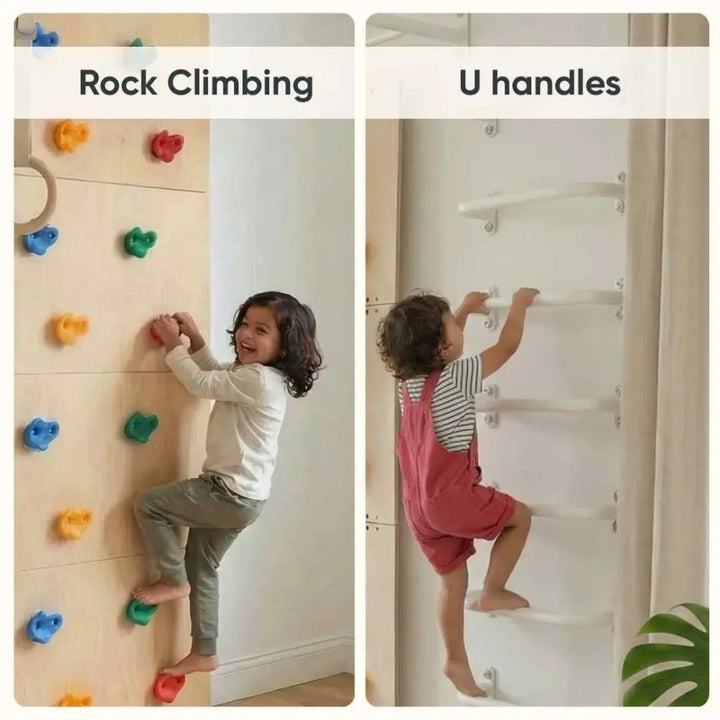 Curious Cub Ultimate Jungle Gym 3 | 5 Components - Rock Climbing, Monkey Bar, U Handles, Gymnastic Rings, Disk Swing | Ages 4-15 Years