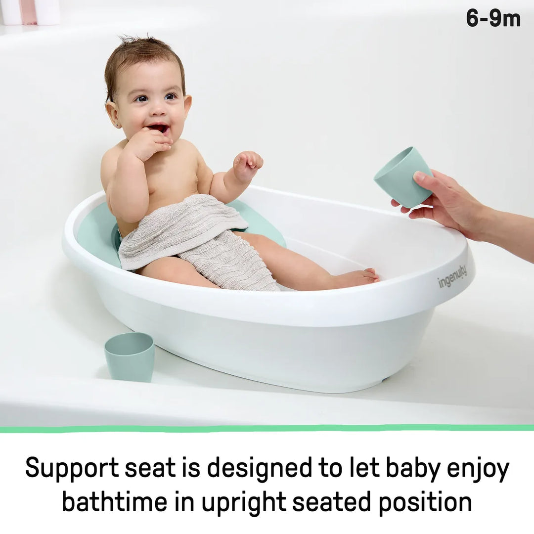 Ingenuity Room to Soak 4-in-1 Baby Bath Tub with Sling, Newborn &amp; Toddler Bath Tub, Removable Support Seat, 0-24 Months