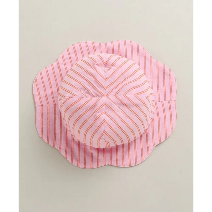Sweetlime By As Baby Girls Candy Stripe Organic Cotton Co-ord Set with a Hat - Pink