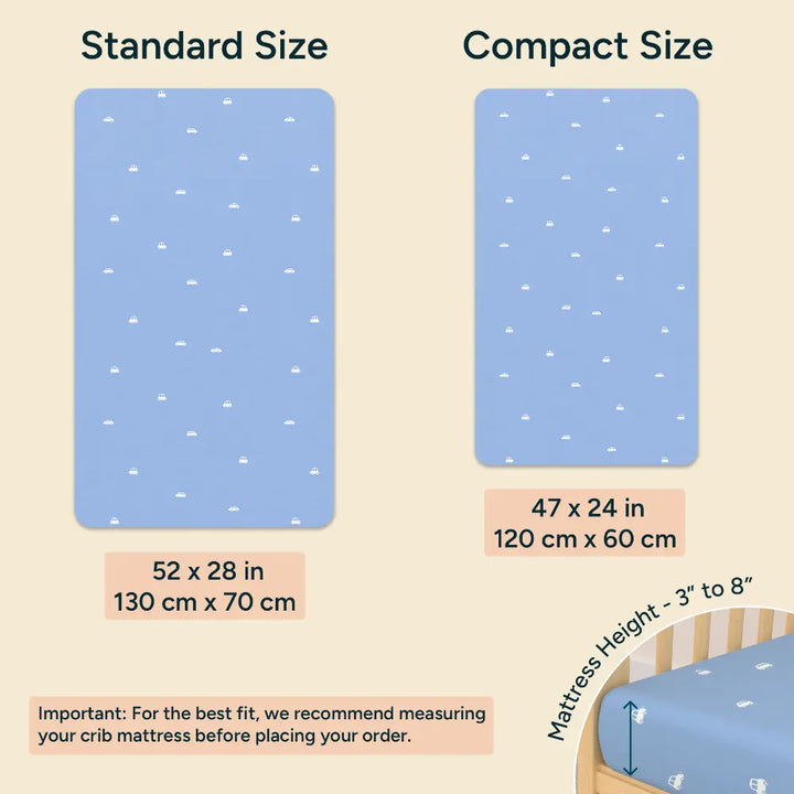 Nintara Baby Fitted Crib Sheet – 100% Organic Cotton Jersey, 52 x 28 Inch (130 x 70 cm) - Vroom, Vroom!