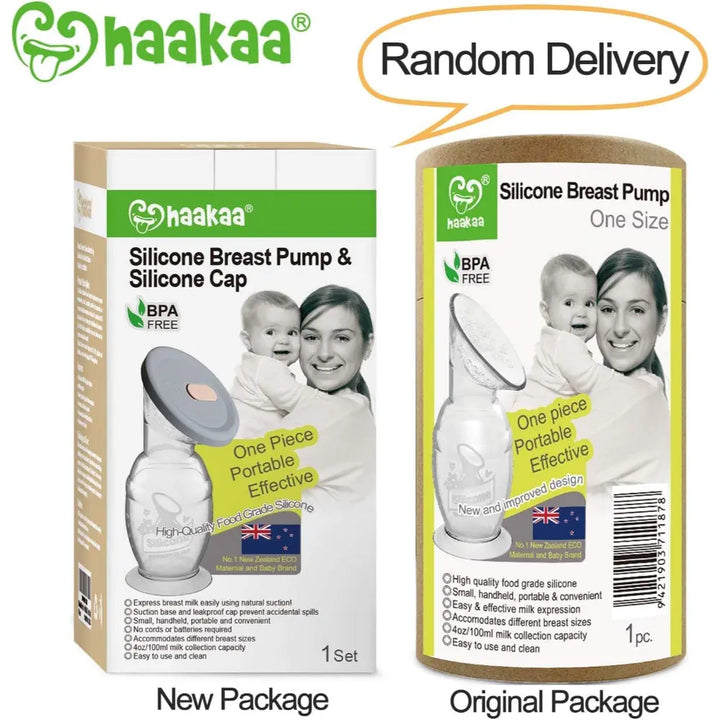 Haakaa Gen. 2 Silicone Breast Pump &amp; Cap Set – Improved Suction &amp; Comfort – 100ml – Grey