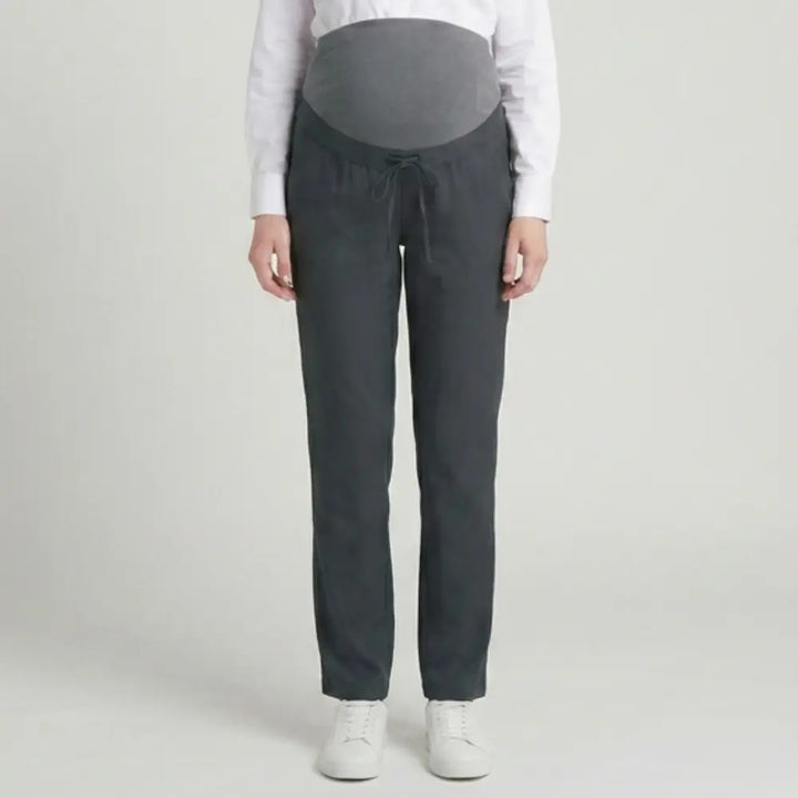 SOL MAMA Drawstring Over Bump Pants - Dark Grey