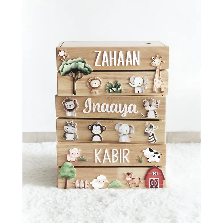 The Tiny Trove Personalized Wooden Box - Jungle Theme