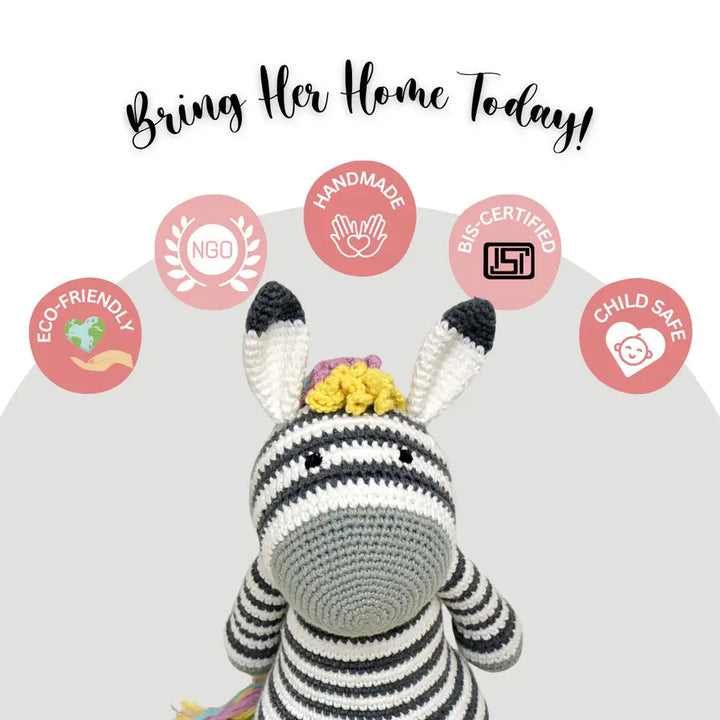 Happy Threads Ziggy the Zebra | Cuddly Handcrafted Crochet Plush