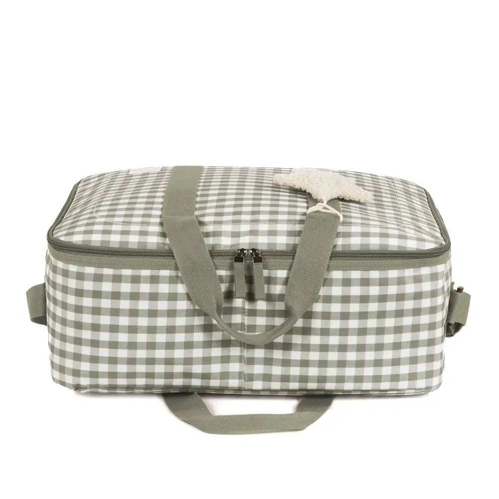 Walking Mum Maternity Hospital Bag with Large Capacity, Water-Resistant Multi-Storage Organizer, Hand Handles &amp; Shoulder Straps, Personalized Charm, Checkered Print - Stone