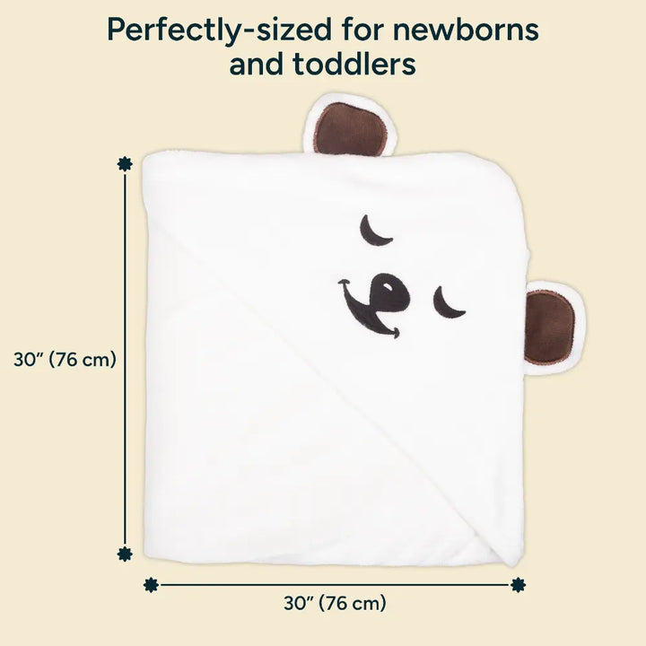 Nintara Baby Hooded Towel  -  Bamboo Cotton Bath Wrap, 30" x 30" (76 cm x 76 cm), Ultra - Absorbent - Bear