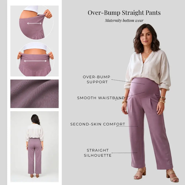 SOL MAMA Over Bump Straight Pants - Ash