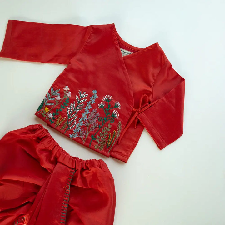 PureCloth.Co Jamna Set | Boys Chanderi Silk Red