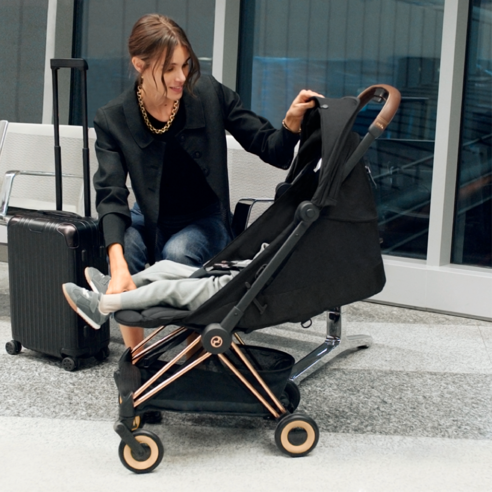 Cybex COYA Compact Travel Friendly Stroller - Sepia Black Matt Black Frame