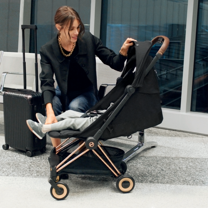 Cybex COYA Compact Travel Friendly Stroller - Sepia Black Matt Black Frame