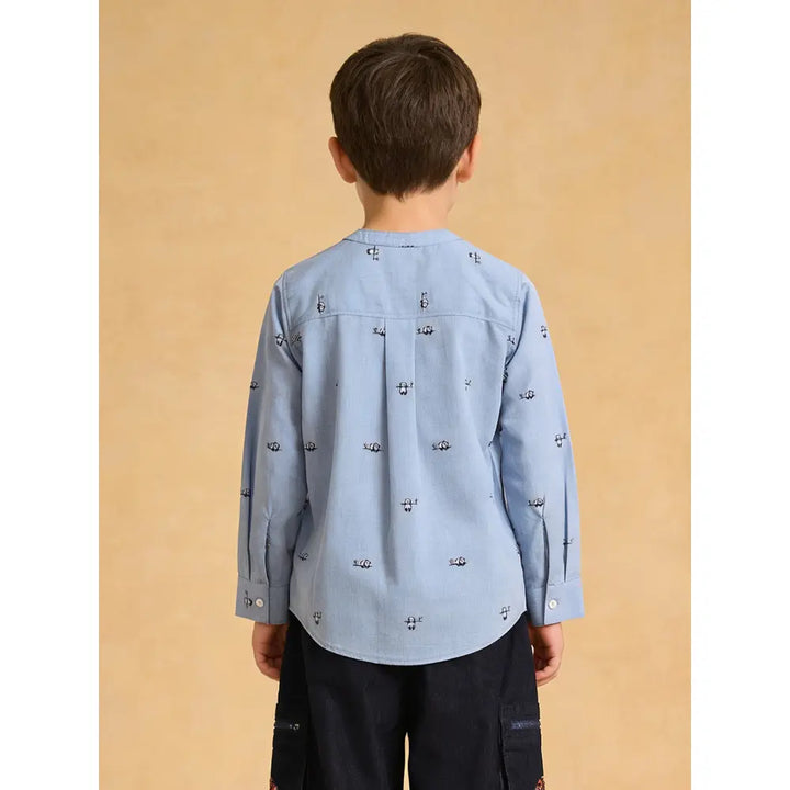 The Baby Trunk Unisex Happy Panda Band Collar Shirt | 2 to 4 Years