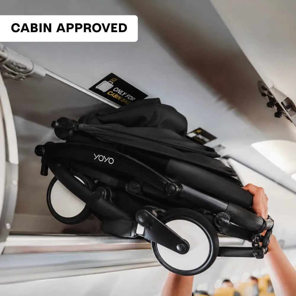 Stokke YOYO3 Stroller | Lightweight Compact Travel Stroller for Babies | Cabin Friendly &amp; Foldable | UPF 50+ Sun Protection | 5 Point Safety Harness | Award Winning Design | YOYO Stroller India | 6 Months to 4 Years - Black/Black