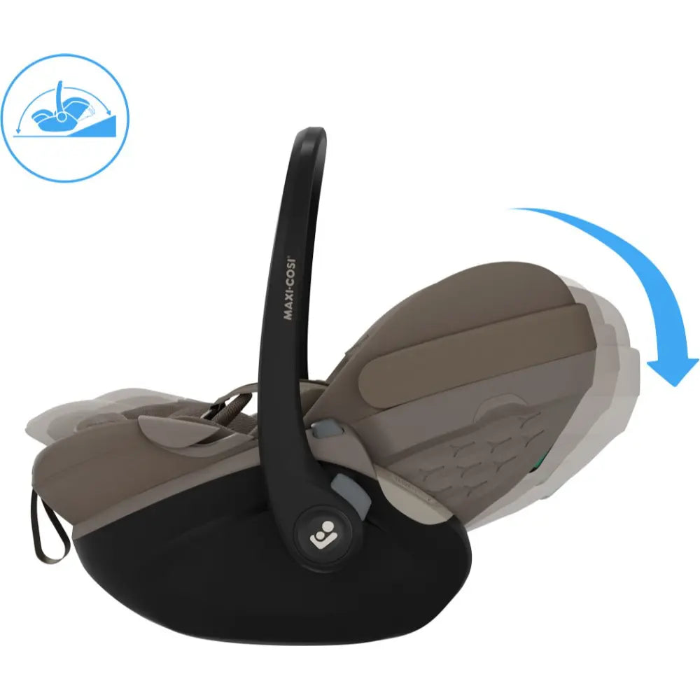 Maxi-Cosi Pebble Slide Pro i-Size, Newborn Car Seat, SLIDETECH®2 Sliding Car Seat Technology, Rear Facing, Full Lie-Flat Recline, Side Impact Protection, Climaflow Ventilation, Lightweight at 3.9Kg, Travel Friendly, 0-24 Months - Oak Truffle