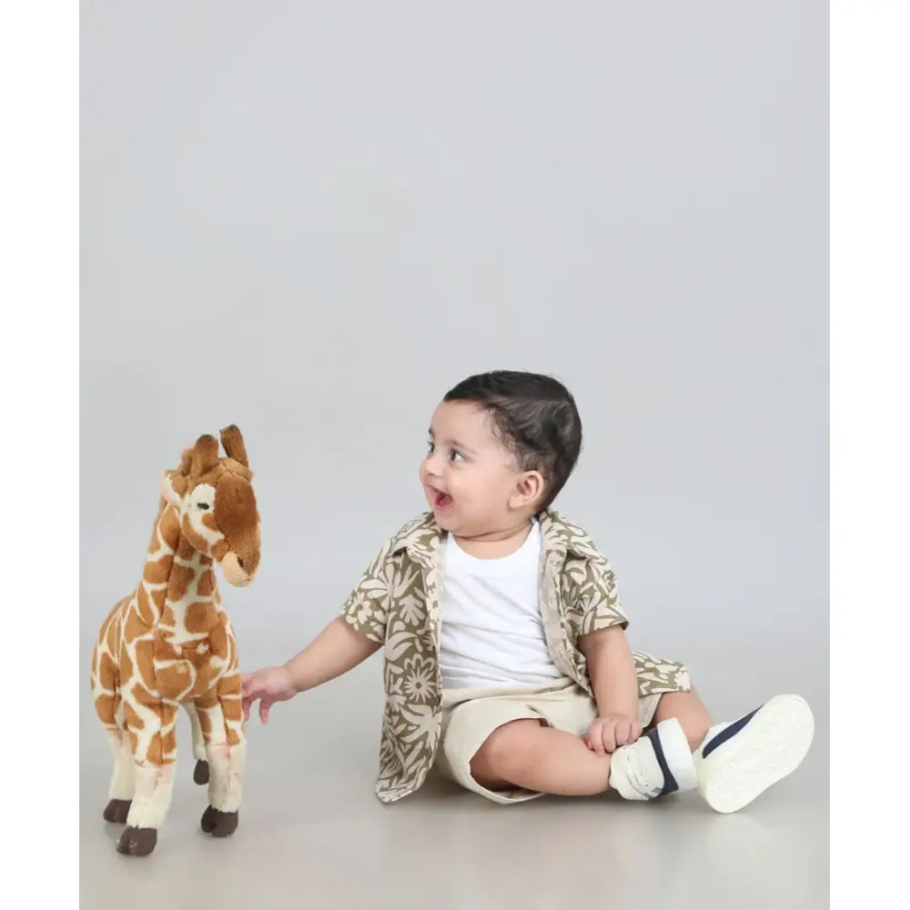 Sweetlime By AS Baby Boys Tropical Bloom Cotton Co-ord Set - Olive &amp; Beige