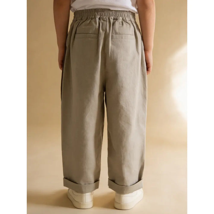 The Baby Trunk Unisex Comfy Patch Pants - Beige+Brown