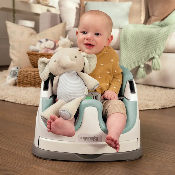 Ingenuity Baby Base 2-in-1 Booster Seat with Removable Tray &amp; Toddler Seat Conversion, Designed for Feeding &amp; Playtime, 6 - 36 months, Mist