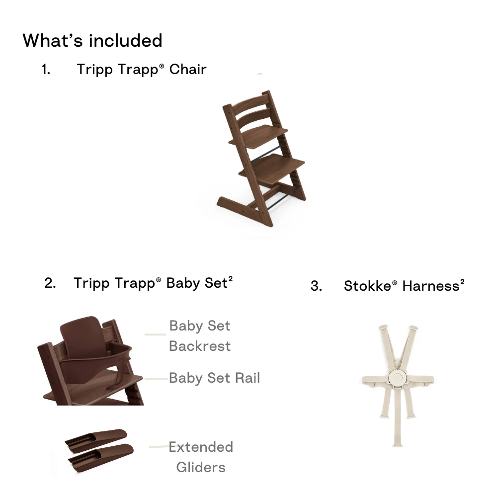 Stokke® Tripp Trapp Oak High Chair Combo with Baby Set and Harness