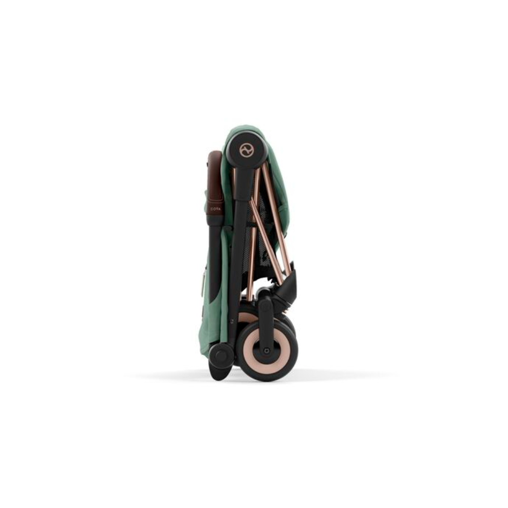 Cybex COYA Compact Travel Friendly Stroller - Leaf Green Rosegold Frame