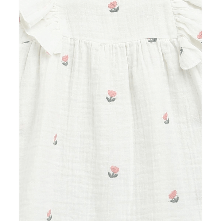 Sweetlime By AS Pink Floral Embroidery Ruffle Organic Cotton Co-ord Set