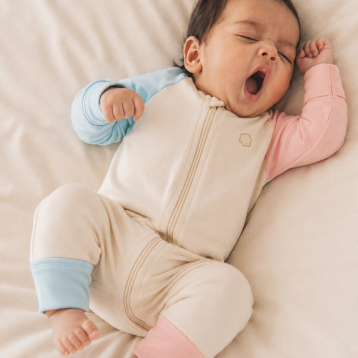 Faura Unisex Banana Cotton Colorblock Sleepsuit - Pink / Blue